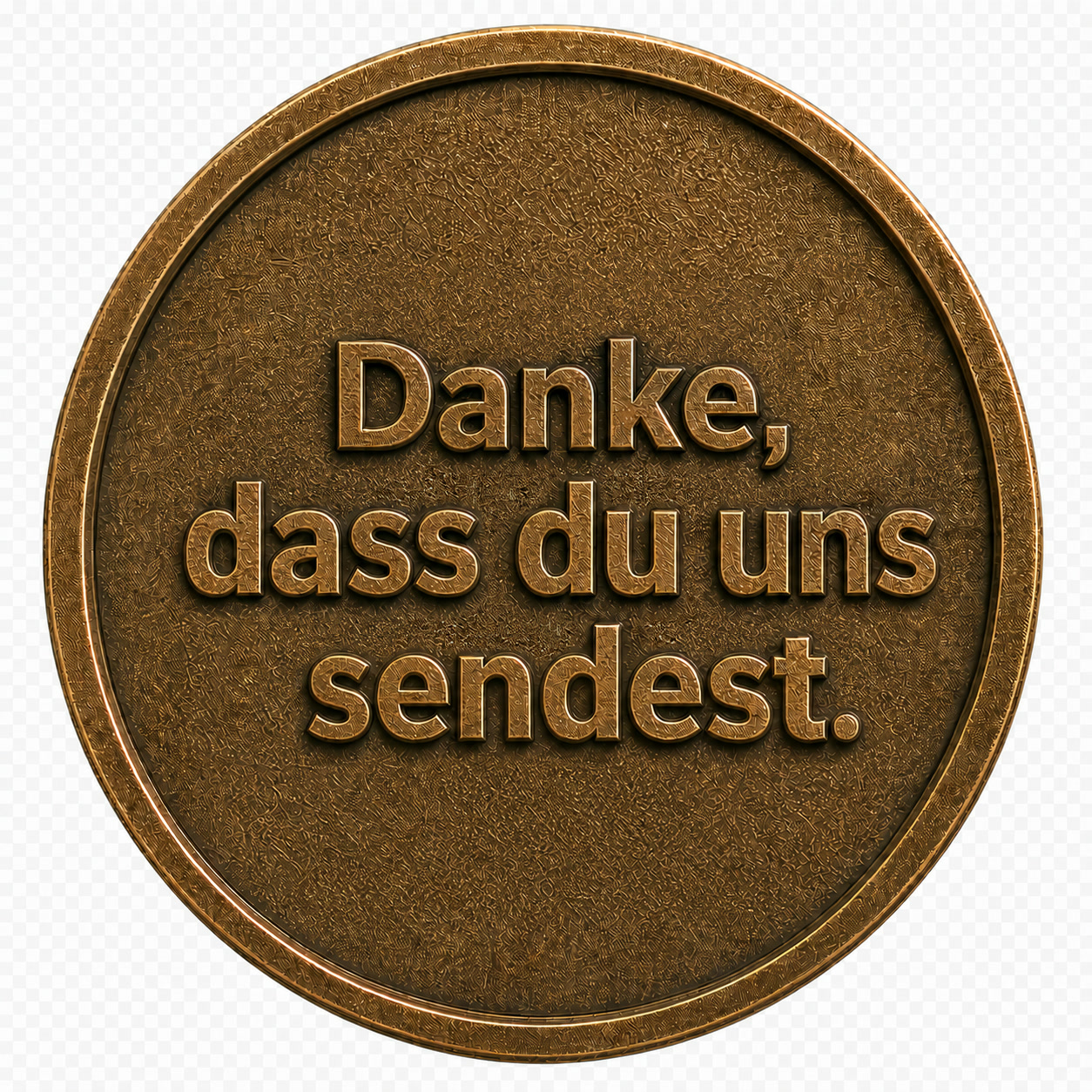 Rückseite: Danke, dass du uns sendest